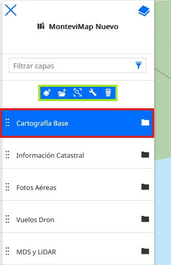 Grupo de capas seleccionado en el visualizador