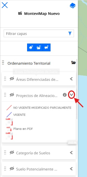 Panel de leyendas en el visualizador